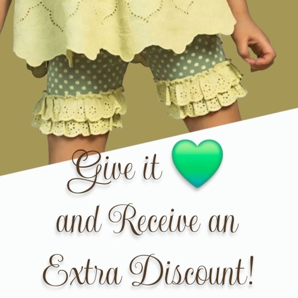 Matilda Jane Girls Shorts Playful Green Yellow Polka Dots & Ruffled Hem Size 8 - Picture 11 of 11